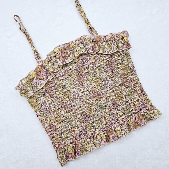 BCBGMaxAzria Tops - BCBG Generation Womens Small Smocked Floral Crop Ruffle Trim Boho Fairy Coquette